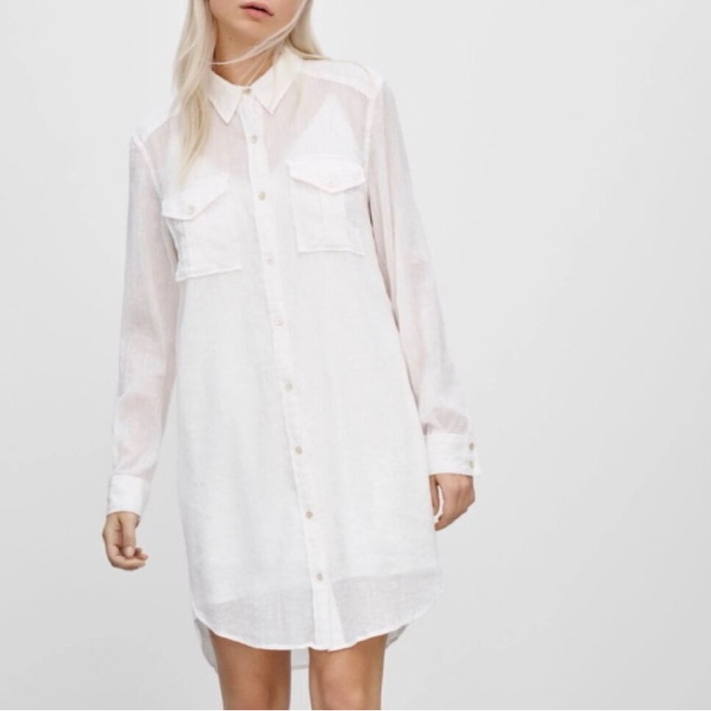 Aritzia Wilfred Free Veronika Shirt Dress Button Down Poplin Cotton Oak Size Xxs